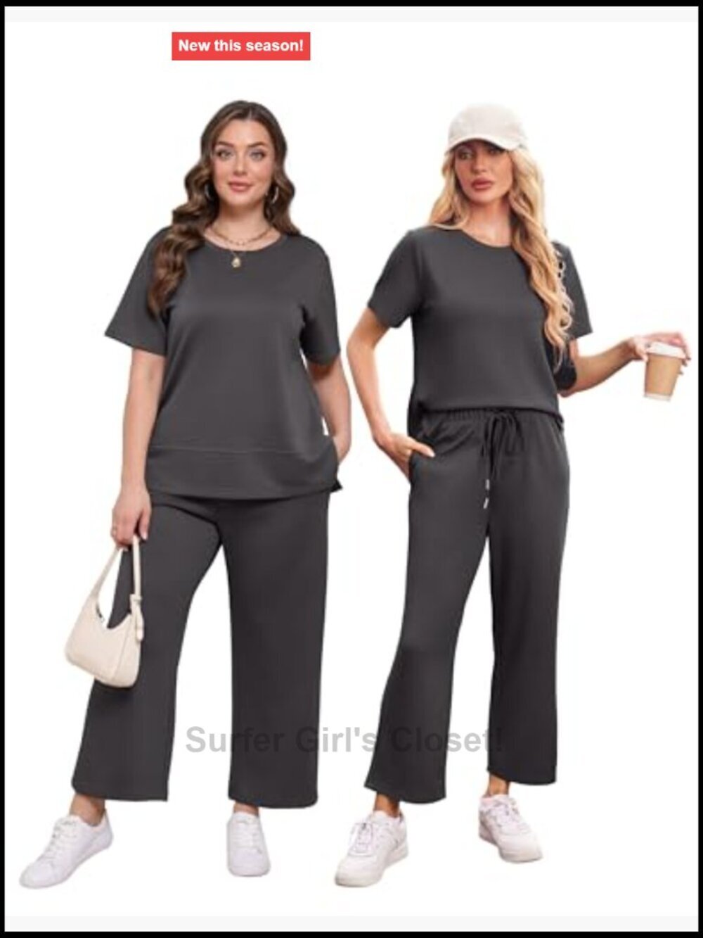 Side Slit Lounge Set 2 Piece Travel Outfits Cozy Loungewear Wide Leg Tracksuits - Picture 4 of 7